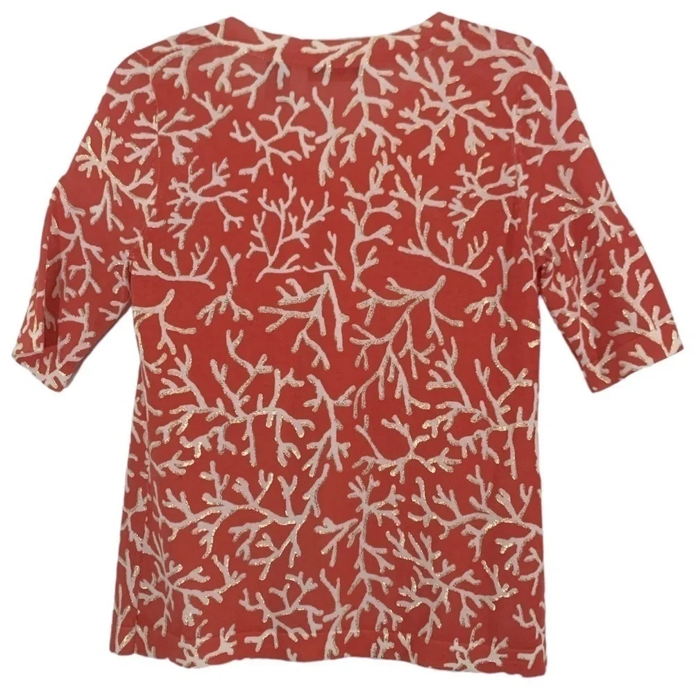 Saks Fifth Avenue Clothes (real) Coral Reef Print Cardigan - Picture 4 of 9